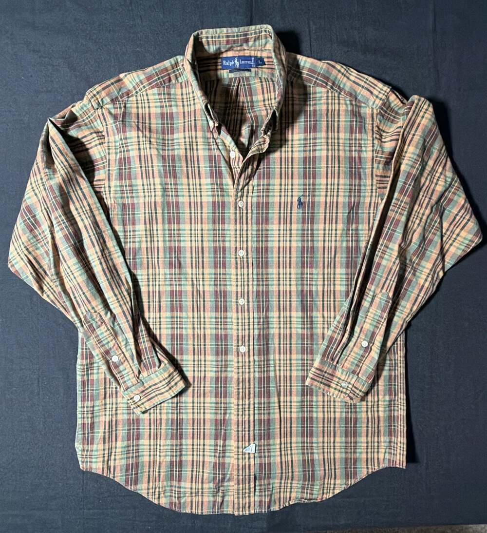 Vintage 90s Polo Ralph Lauren Plaid Button Down Shirt Large